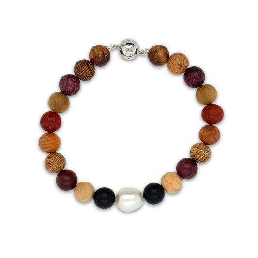 Arafura Collection South Sea Pearl & Mixed Wood Bracelet