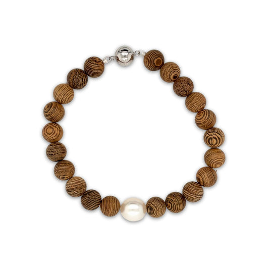 Arafura Collection South Sea Pearl & African Wengewood Bracelet