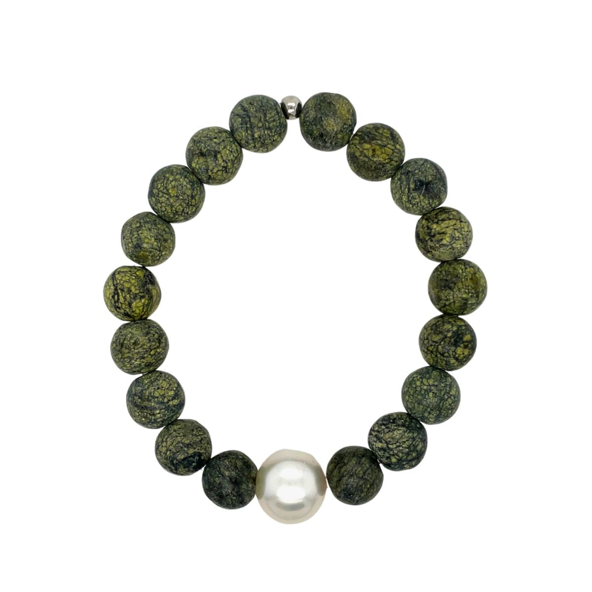 Arafura Collection South Sea Pearl & Green Serpentine Bracelet