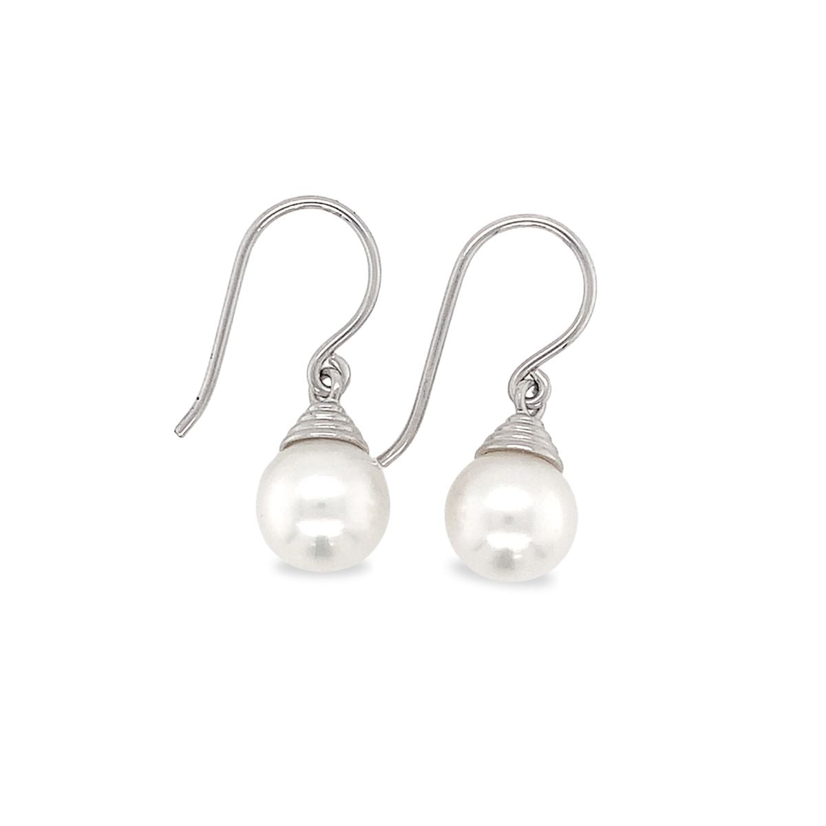 Sterling Silver 8-10mm South Sea Pearl Beehive Hooks