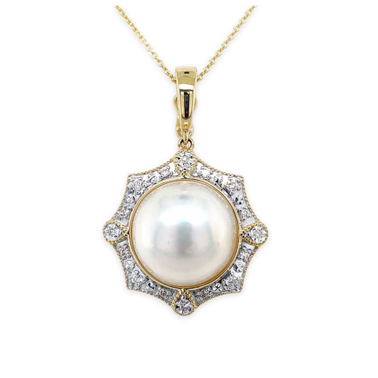 9ct Yellow Gold 13mm Mabe South Sea Pearl Enhancer Pendant