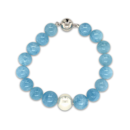 Premium Arafura Collection South Sea Pearl & Aquamarine Bracelet