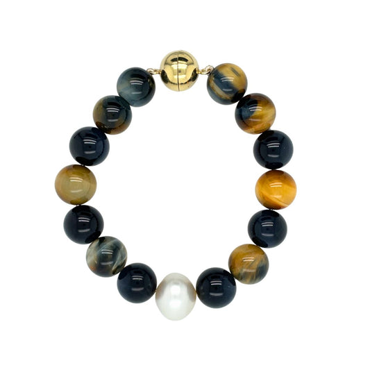 Arafura Collection South Sea Pearl & Tiger Eye Bracelet