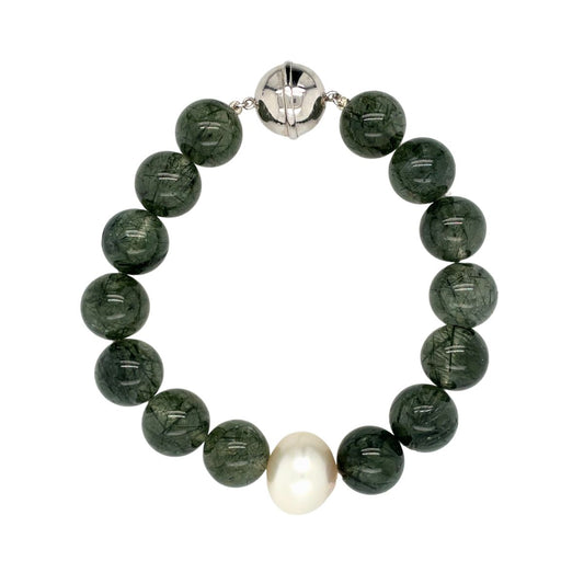 Arafura Collection South Sea Pearl With Rutilated Quartz Bracelet