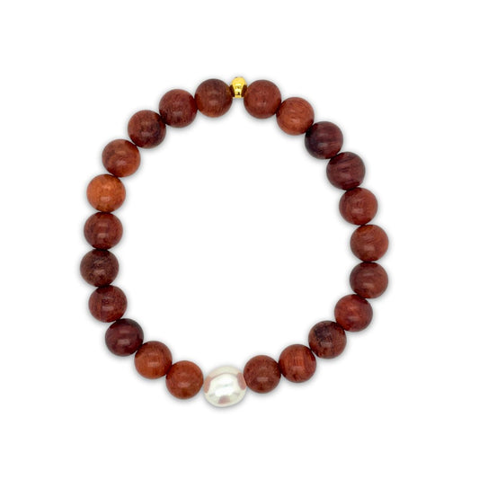 Arafura Collection South Sea Pearl & Rosewood Stretch Bracelet