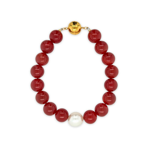 Premium Arafura Collection South Sea Pearl & Carnelian Bracelet