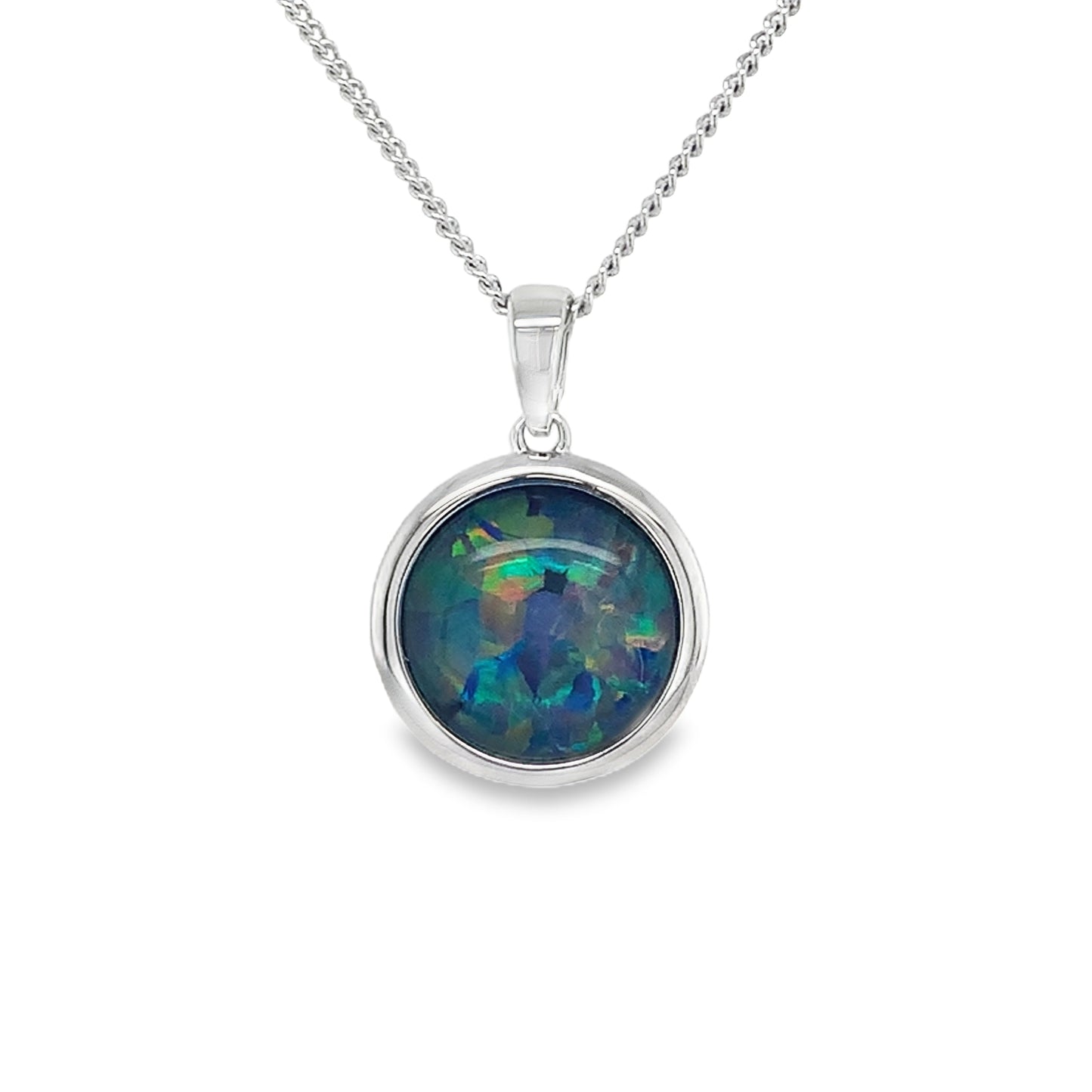 Sterling Silver 12mm Triplet Opal Pendant