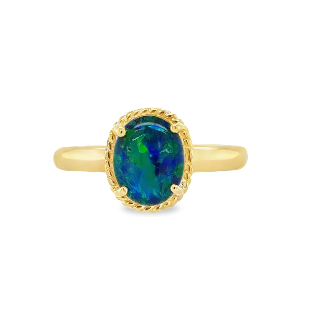 9ct Yellow Gold 9x7 Triplet Opal Twist Ring