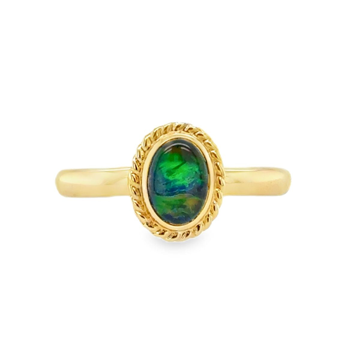 9ct Yellow Gold Triplet Opal Twist Ring