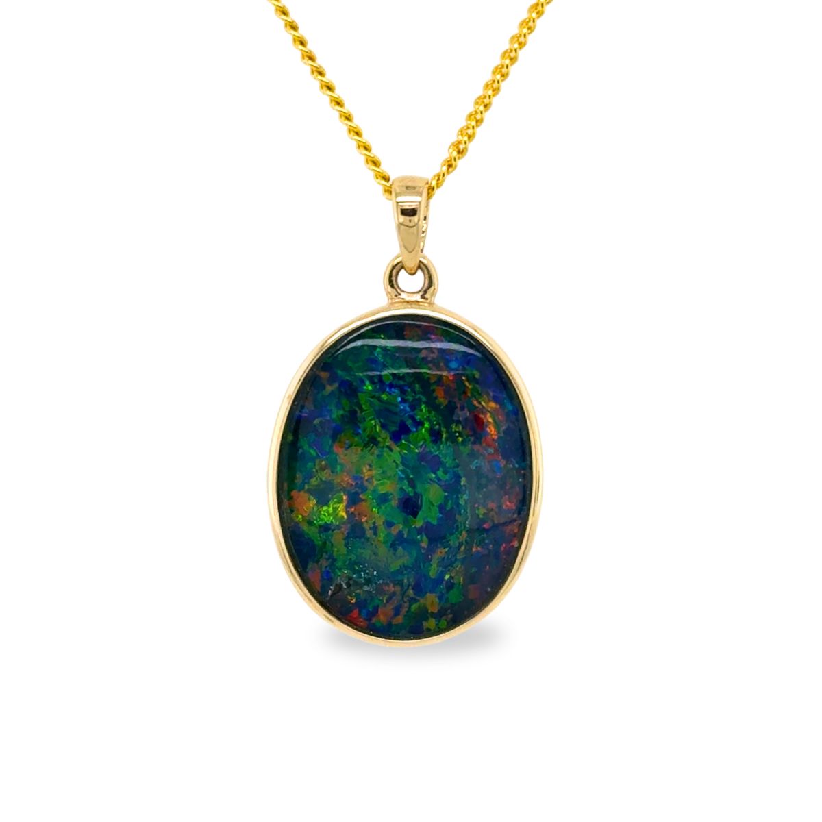 9ct Yellow Gold 20x15 Triplet Opal Pendant