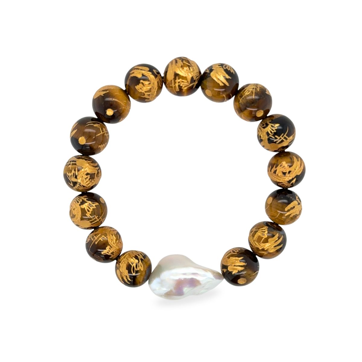 Baroque Freshwater Collection Tiger Eye Dragon Bracelet