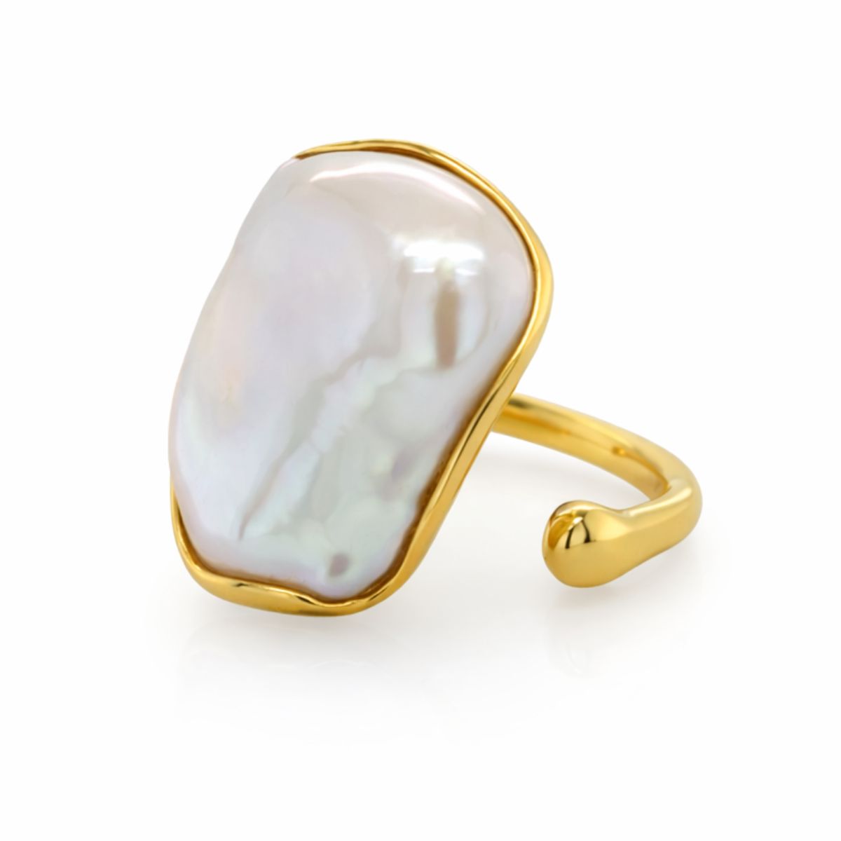 Sterling Silver Gold Tone Baroque Freshwater Pearl Ring