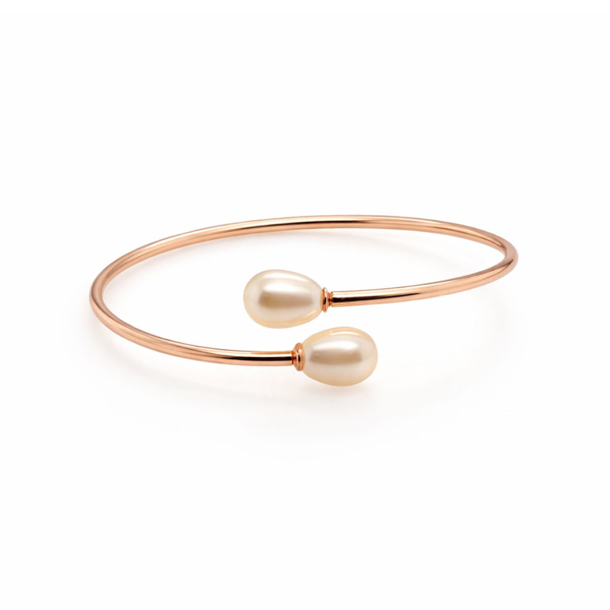 Sterling Silver Rose Tone 62mm Pink Freshwater Bangle