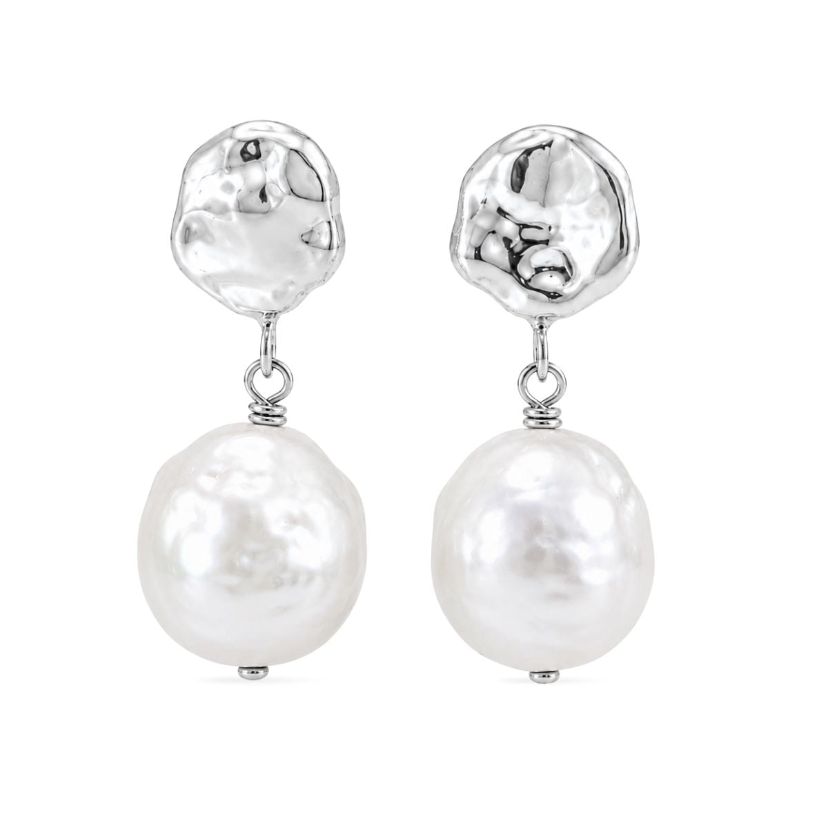 Sterling Silver Baroque Freshwater Pearl Organic Studs