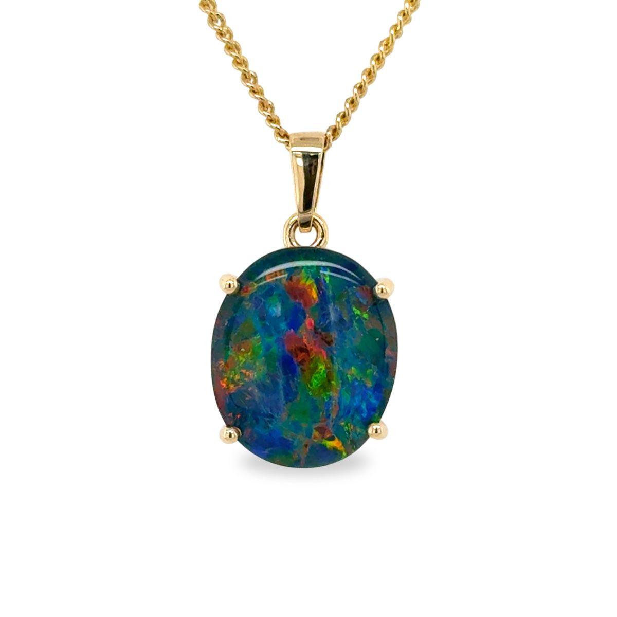 9ct Yellow Gold 14x12 Triplet Opal Pendant