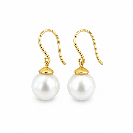 9ct Yellow Gold 8-9mm South Sea Pearl Hooks