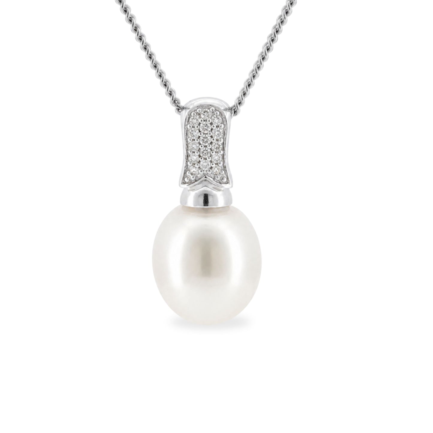 9ct White Gold 12mm South Sea Pearl & Diamond Pendant