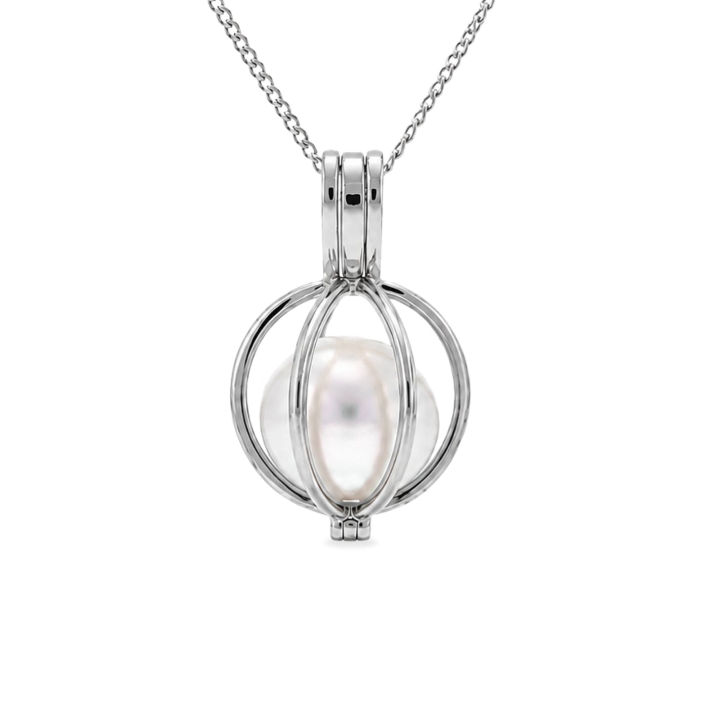 Sterling Silver South Sea Pearl 'Bird Cage' Pendant