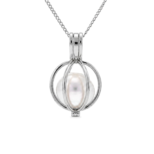 Sterling Silver South Sea Pearl 'Bird Cage' Pendant