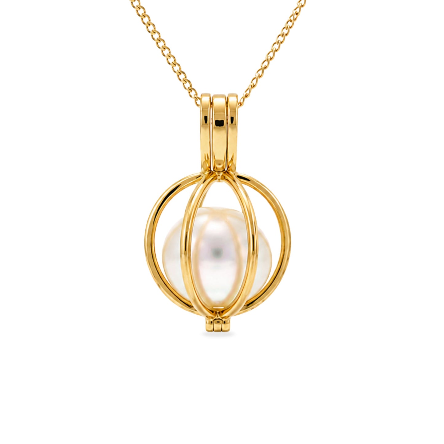 9ct Yellow Gold South Sea Pearl 'Bird Cage' Pendant