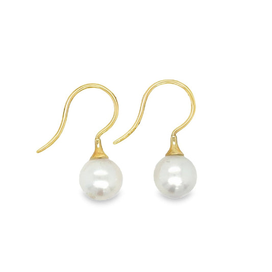 9ct Yellow Gold 9-10mm South Sea Pearl Hooks