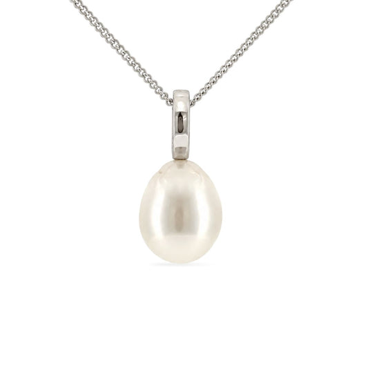 9ct White Gold 10-11mm South Sea Pearl Enhancer Pendant
