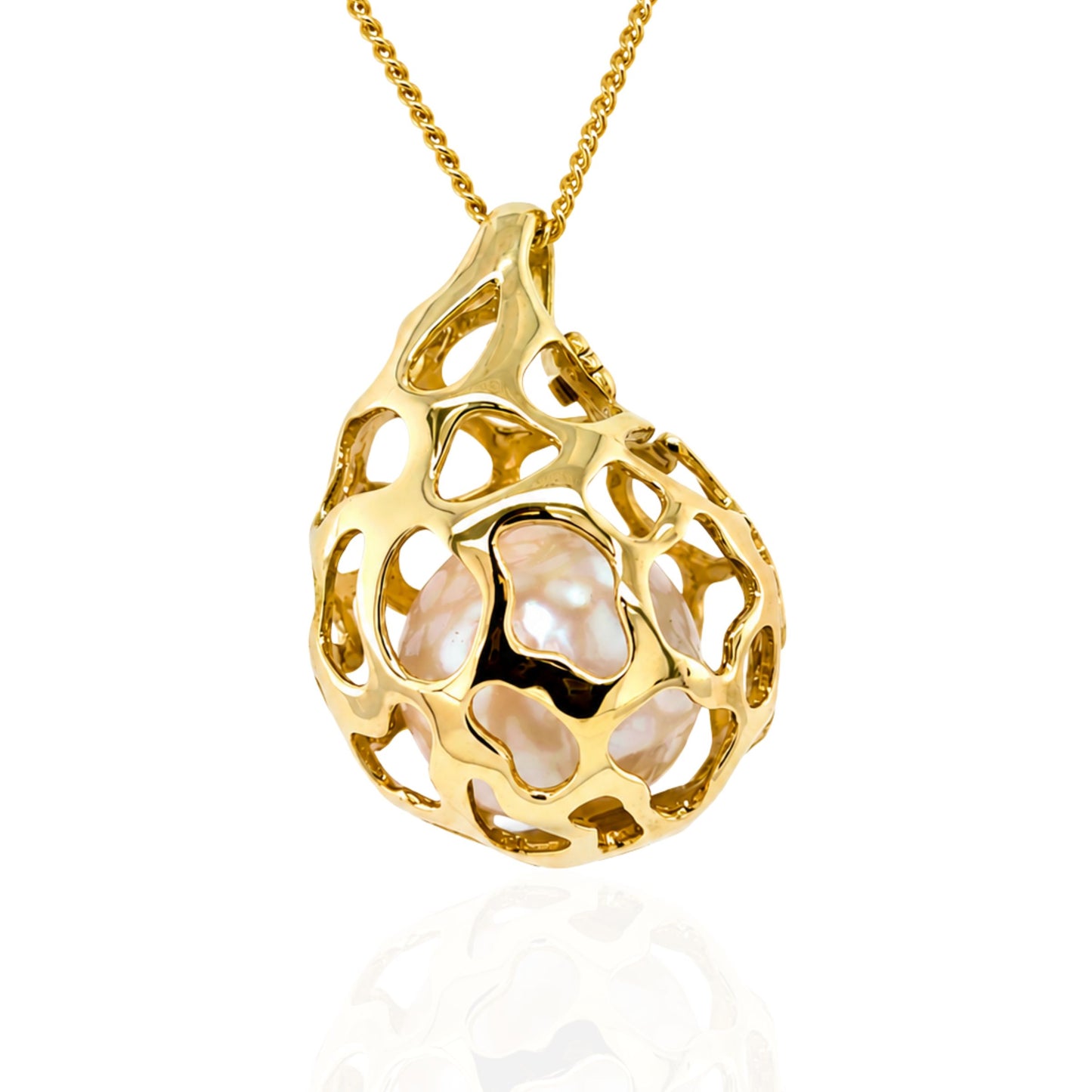 9ct Yellow Gold Large Basket with South Sea Pearl