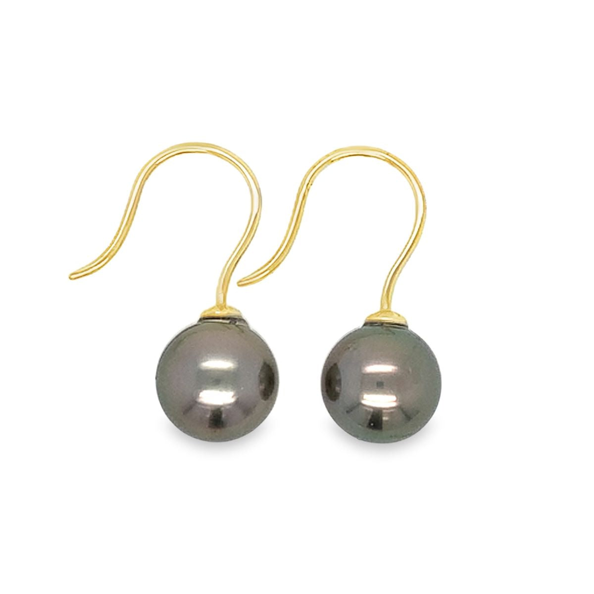9ct Yellow Gold 8-9mm Tahitian Pearl Hooks