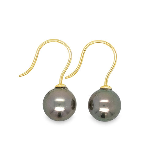 9ct Yellow Gold 8-9mm Tahitian Pearl Hooks