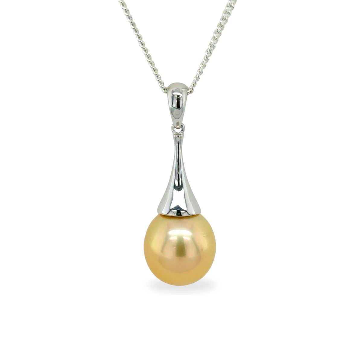 9ct White Gold 11-12mm Gold South Sea Pearl Cone Pendant