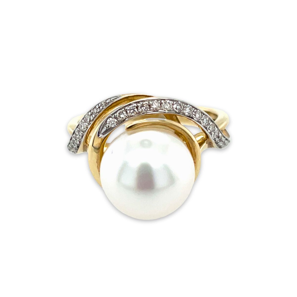 9ct Yellow Gold 9mm South Sea Pearl & Diamond Wrap Ring