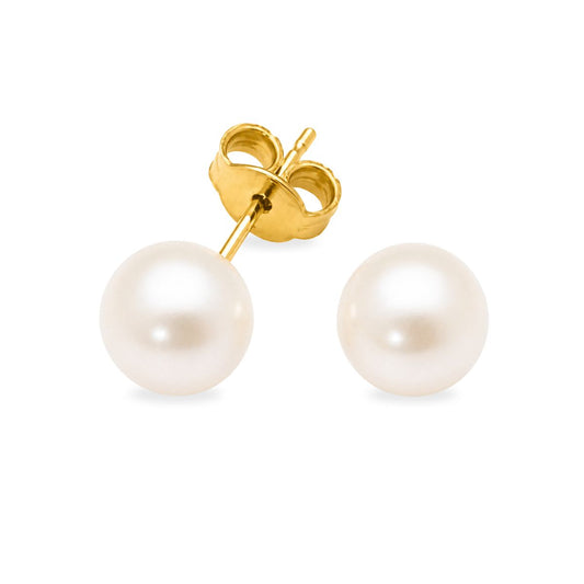9ct Yellow Gold 9mm Freshwater Pearl Studs