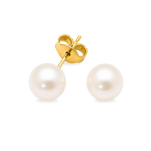 9ct Yellow Gold 7mm Freshwater Pearl Studs