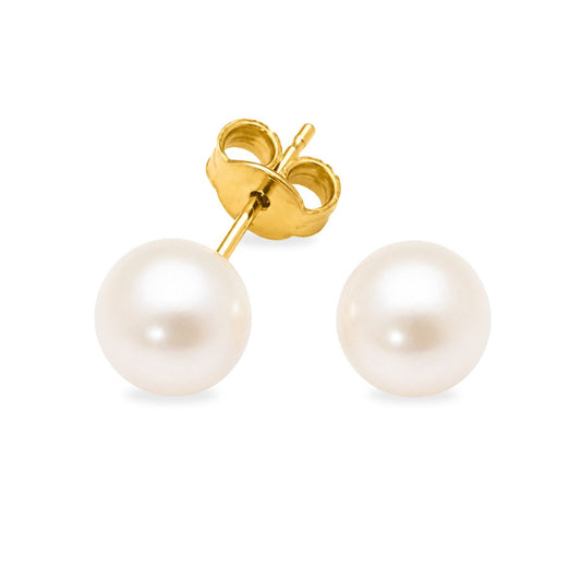 9ct Yellow Gold 10mm Freshwater Pearl Studs