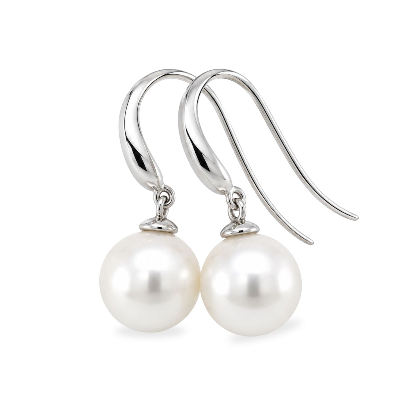9ct White Gold 9.5mm South Sea Pearl Hooks