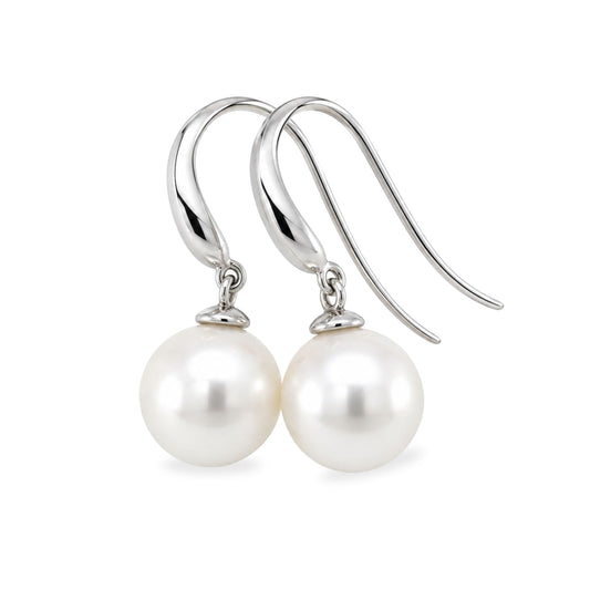 9ct White Gold 9.5mm South Sea Pearl Hooks