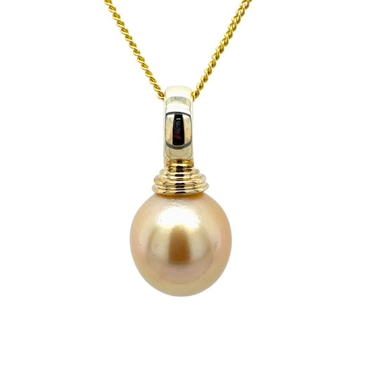 9ct Yellow Gold 14mm Gold South Sea Pearl Enhancer Pendant