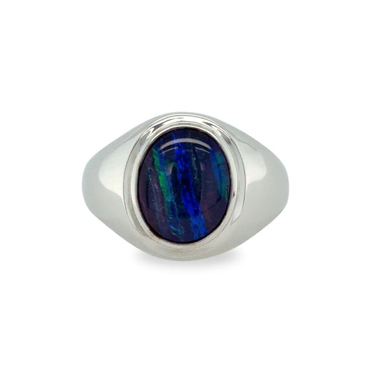 Sterling Silver Triplet Opal Gents Ring