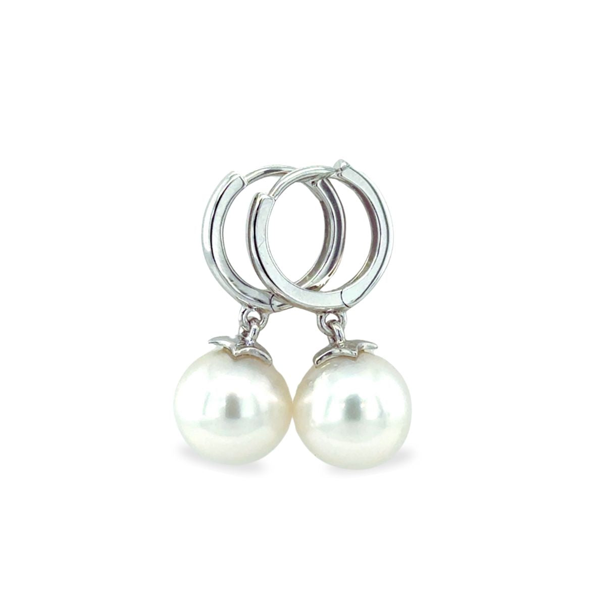 9ct White Gold 8-9mm South Sea Pearl Huggie Hoops