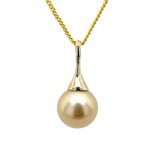 9ct Yellow Gold 10.5-11mm Gold South Sea Pearl Cone Pendant
