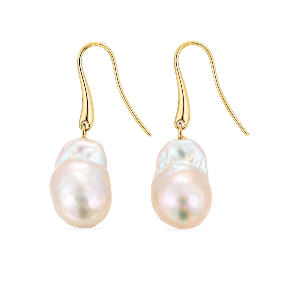 9ct Yellow Gold Baroque South Sea Pearl Hook Earrings