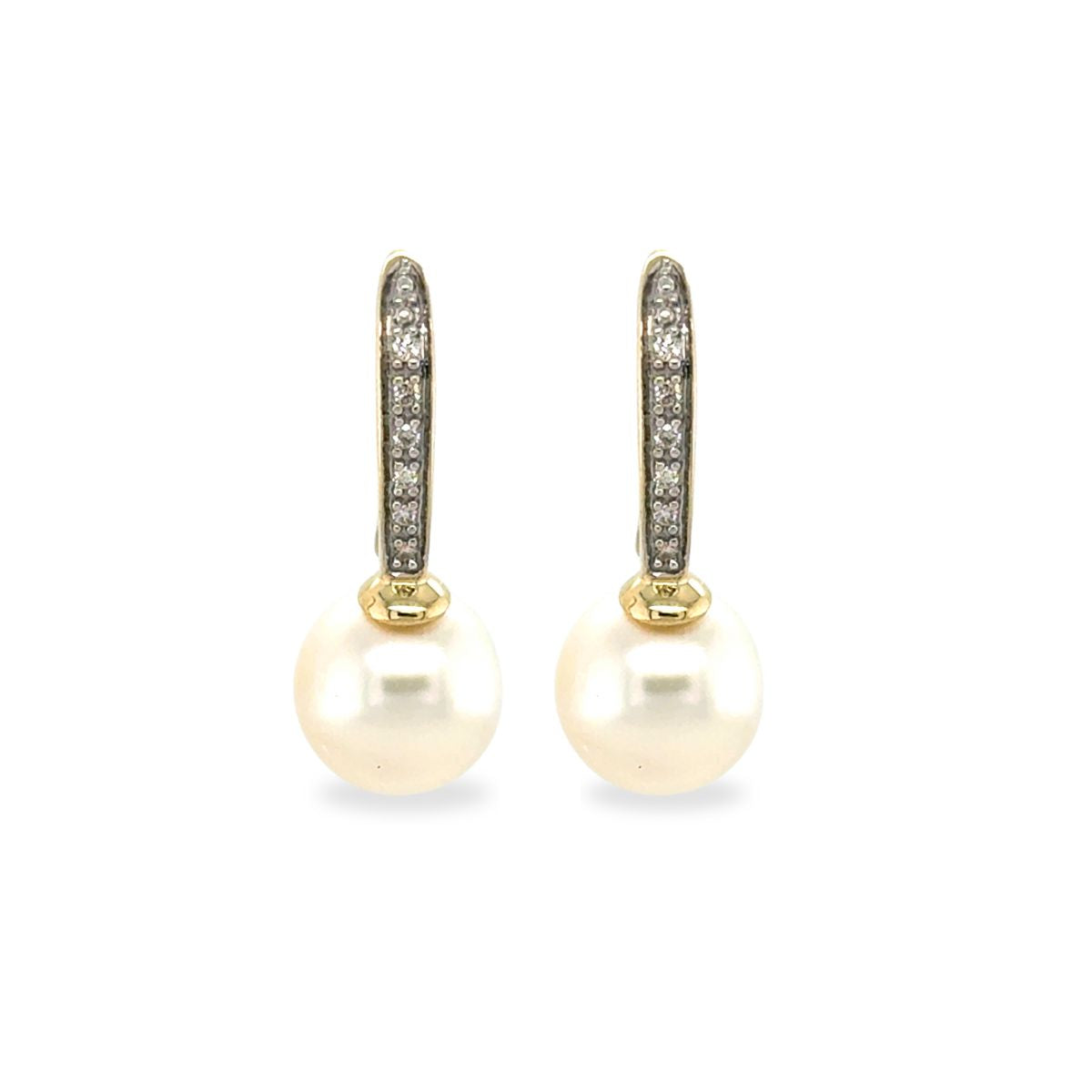 9ct Yellow Gold 8-9mm South Sea Pearl & Diamond Hooks