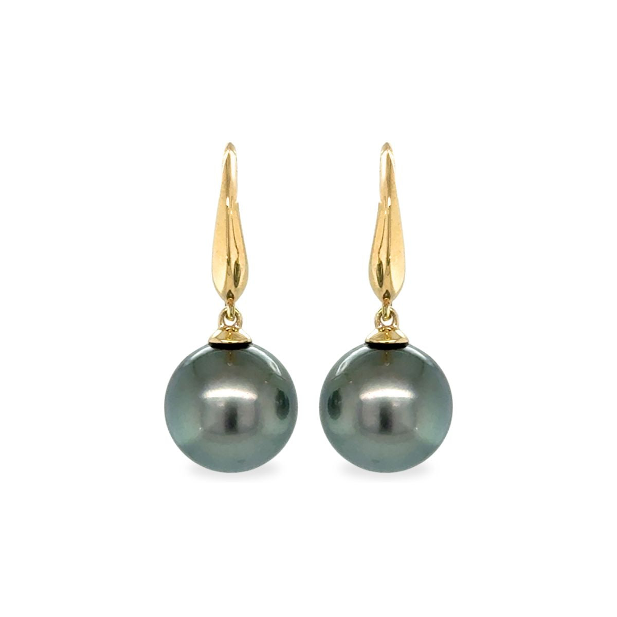 9ct Yellow Gold 11mm Tahitian Pearl Drop Hooks