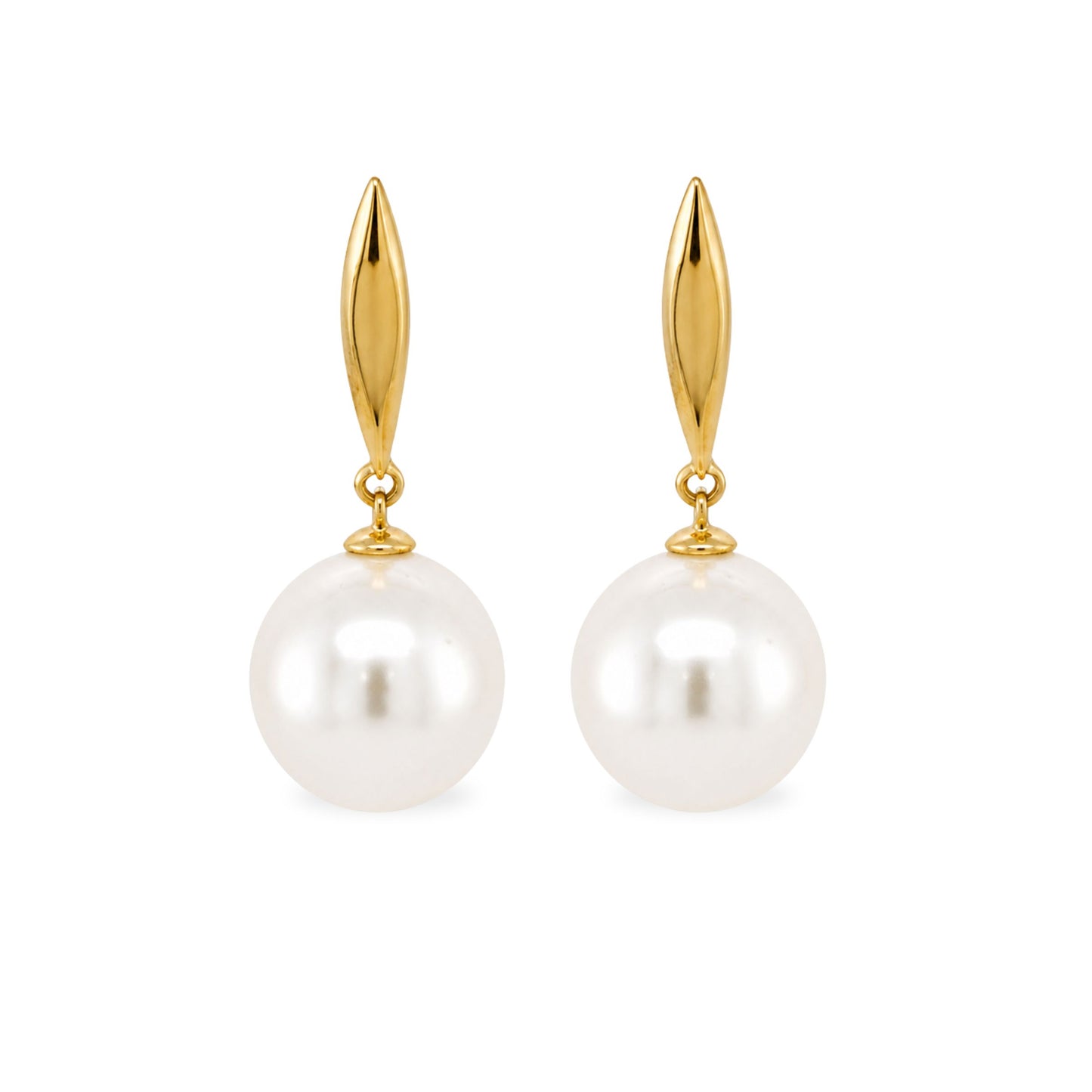 9ct Yellow Gold 8-19mm South Sea Pearl Marquise Bar Drop Studs