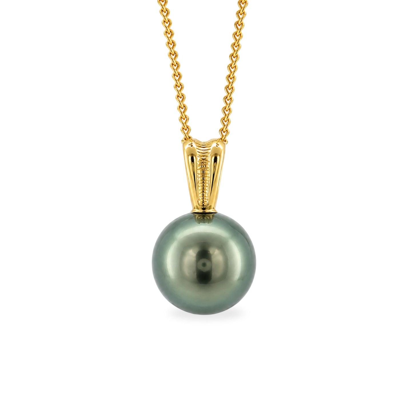 9ct Yellow Gold 10mm Tahitian Pearl Bark Pendant