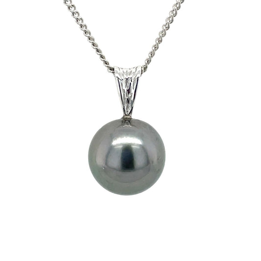 9ct White Gold 10-11mm Tathtian Pearl Bark Bail Pendant