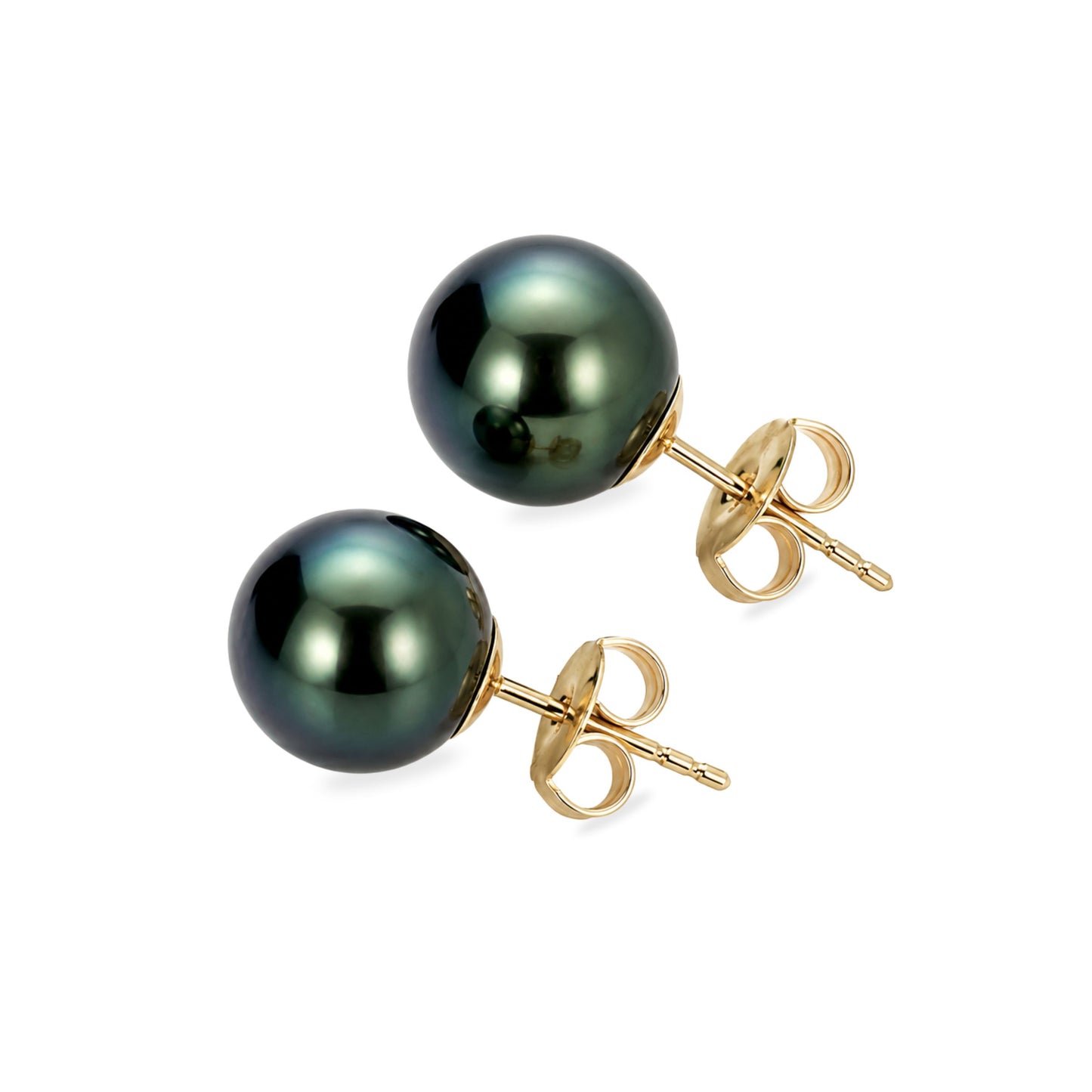 9ct Gold 11-12mm Tahitian Pearl Stud Earrings