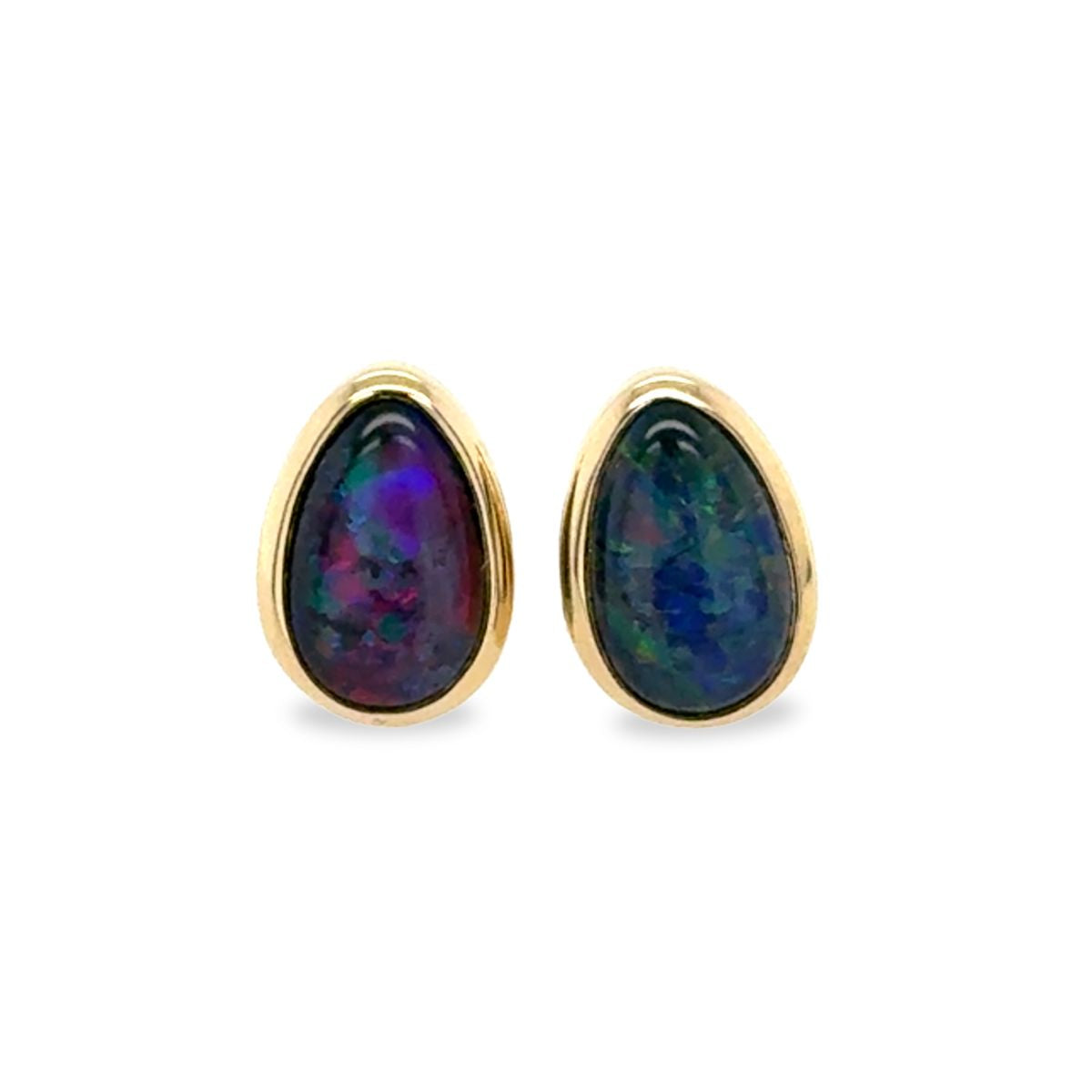 9ct Yellow Gold 8x5 Australian Triplet Opal Stud Earrings