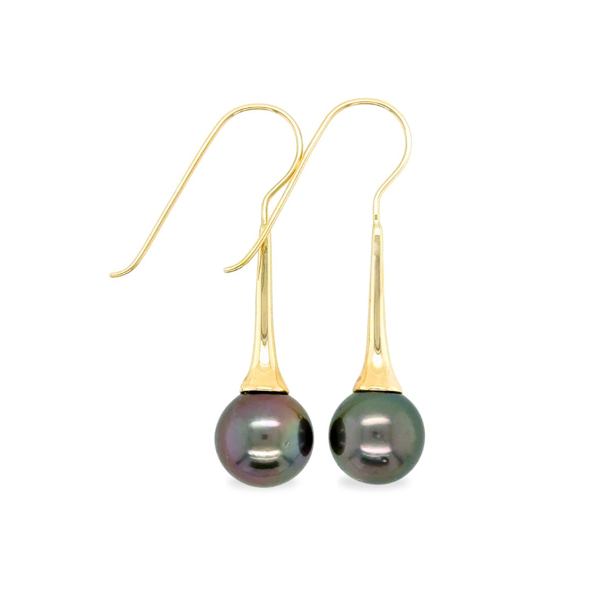 9ct Gold 8-10mm Tahitian Pearl Hooks