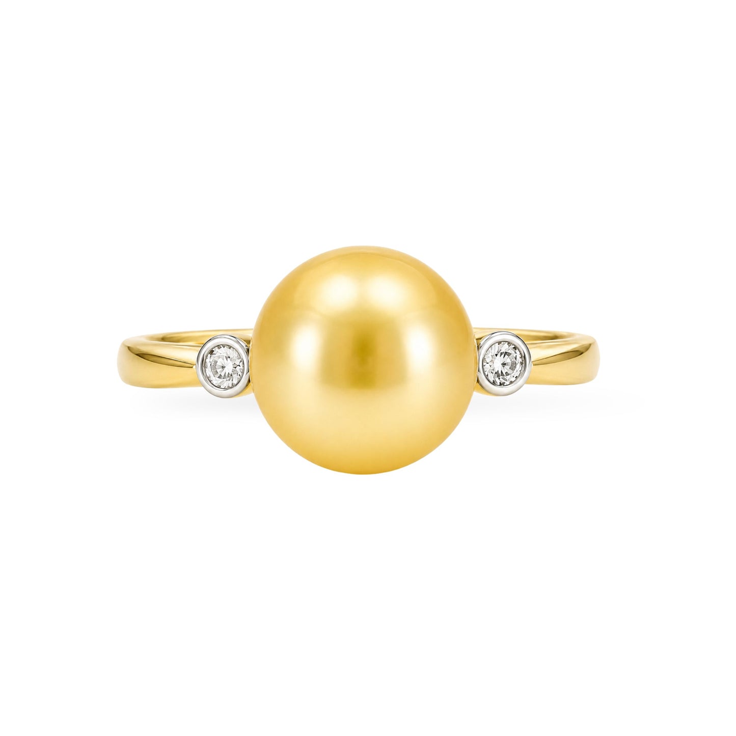 9ct Yellow Gold 9mm Gold South Sea Pearl & Diamond Ring